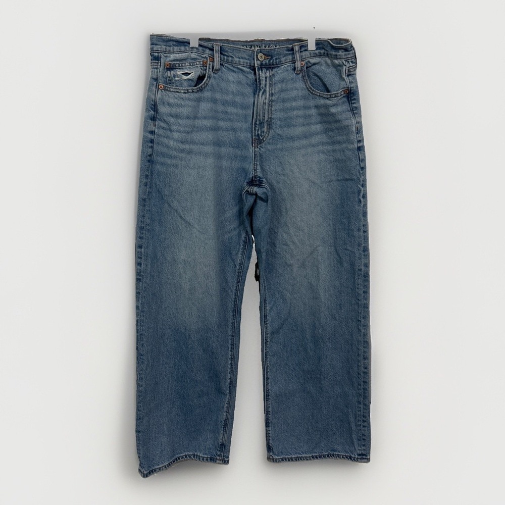 American Eagle Womens Strigid Stovepipe Straight Jeans 90s Light Wash Blue 12